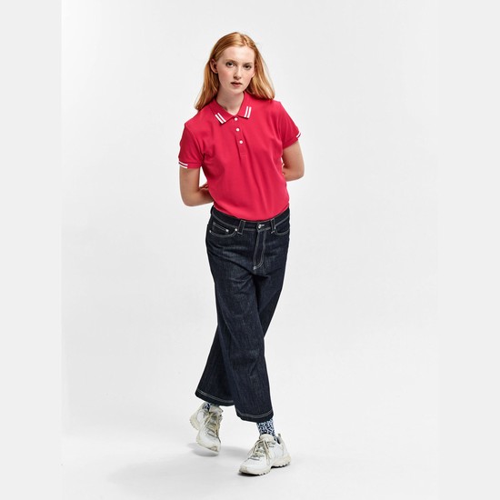 Aigle Technical Short-sleeved Polo Shirts Women Red ZA-51046